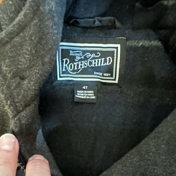 Rothschild & CO Charcoal Grey Hooded Wool Blend Toggle Dress Coat - Picture 7 of 10